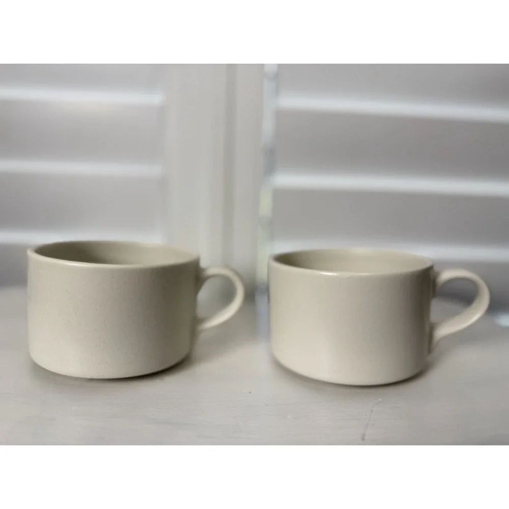WEDGWOOD STONEWEAVE LINEN CUPS Made In Japan 1996 Coffee Tea‎ Mugs Set Of 2